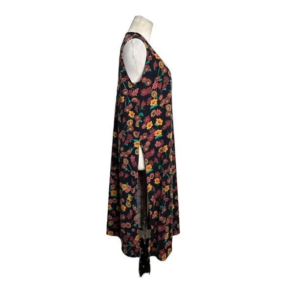 Lularoe Floral Print Sleeveless Open Front Duster Sweater size Small - Picture 4 of 9